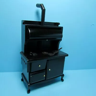 Dollhouse Miniature Black Old Fashion Kitchen Wood Stove T6105 • $19.79
