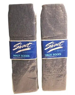 Vintage 1980's 2 X Pairs Mens Size 7-11 Grey Cotton Nylon Knit Walk Socks NOS • $11.98