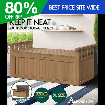 ALFORDSON Outdoor Storage Box Wooden Garden Bench Chest Tool Sheds Natural XL • $159.95