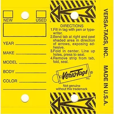 Self Laminating Self Protecting Versa Tags Key Tags With Ring 250 Per Box Yellow • $38.99