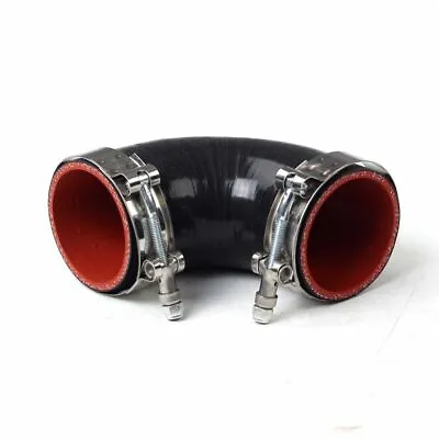 3  Inch 76 Mm ID 90 Degree Silicone Coupler Hose Pipe Black Red + 2PCS T-Clamp • $14.99