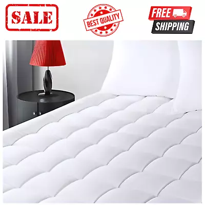 Quilted Fitted Premium Mattress Pad Queen Size - Pillow Top Mattress Topper -... • $34.21