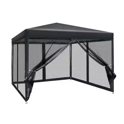$106.08 • Buy Instahut Gazebo Pop Up Marquee 3x3 Wedding Side Mesh Wall Outdoor Gazebos Black