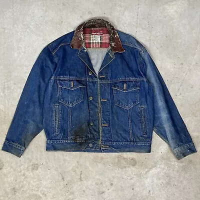 Vintage Marlboro Country Store Authentic Denim Jacket With Flannel Leather Small • $30