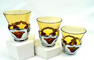 Cambridge Glass Farber Bros Amber 3pc 3 1/2  Hi Ball Tumblers 1932-1965 • $47.47