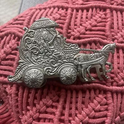 Vintage?? Indian Horse And Carriage Coaster Holder Napkin? Silver Metal • $7.99