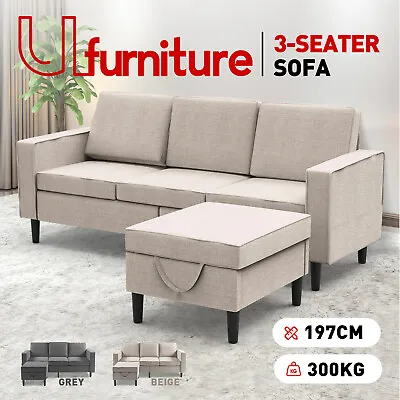 1/2/3 Seater Corner Sofa Chaise Lounge Couch Set Ottoman Storage Fabric Sofa • $422.73