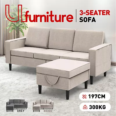 1/2/3 Seater Corner Sofa Chaise Lounge Couch Set Ottoman Storage Fabric Sofa • $450.99