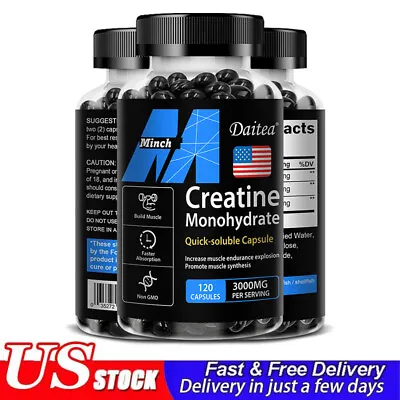 Creatine Monohydrate 3000 Mg Capsules Muscle Grow Regeneration Strength • $12.23