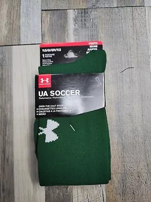 NEW Under Armour UA Soccer Over-The-Calf Socks Youth LARGE AntiOdor Forest Green • $10.99