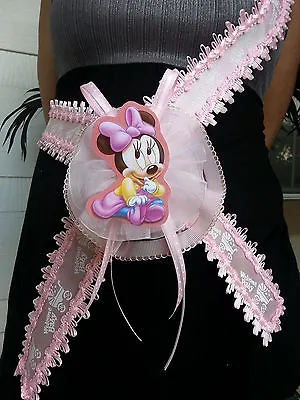 Baby Shower Minnie Mouse Mom To Be It's A Girl Sash Pink Ribbon And Corsage  • $15.99