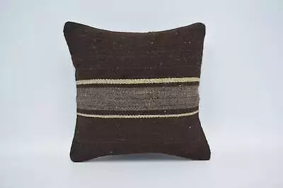 Vintage Kilim Pillow 14 X14  Brown Cushion Turkish Pillow Pillow For Sofa • $3.74