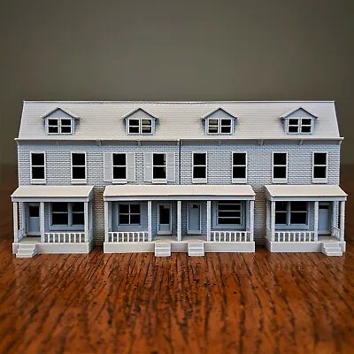 N-Scale Pennsylvania Row House  4 Unit Model Brick Ext. 1:160 Scale Building • $27.99