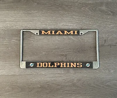 Miami Dolphins Premium Metal License Plate Frame Chrome Tag Cover 12x6 Inch • $15