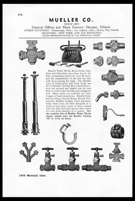 1949 Mueller Co-Brass Waterworks Plumbing Decatur IL Vintage Trade Print Ad • $14.75