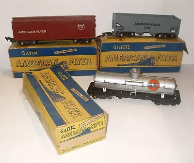 Three Vintage 1952 Gilbert American Flyer 3/16 Scale Train Cars W/ Boxes • $49.95