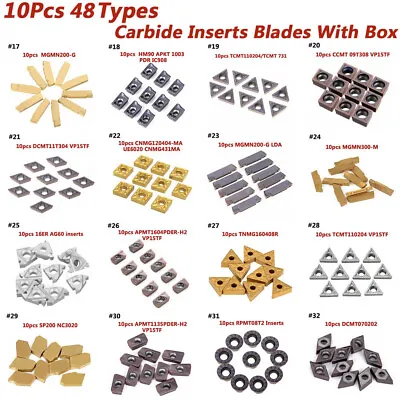 10PCS 40 Types CNC Carbide Tips Inserts Blade Cutter Lathe Turning Tool & Box BU • £4.66