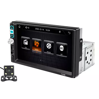 Radio Carplay Android Auto Single Din Touch Screen Car Stereo Bluetooth Camera • $70.88