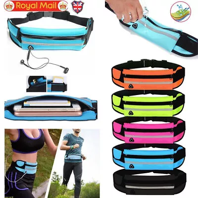 Zipped Running Belt Sports Jogging Phone Keys Mobile Money Bum Bag Waist Travel • £3.59