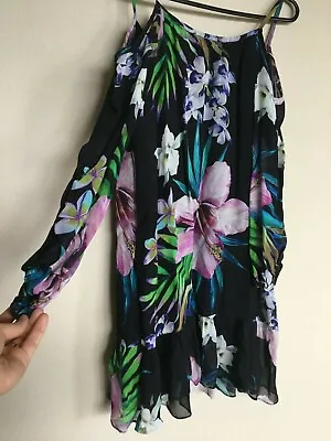 VaVa By Joy Han Floral Bell Sleeve Dress Women's Size M Black • $19.75