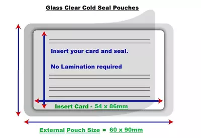 100 X Cold Seal Laminating Pouches Self Adhesive Clear ID Laminate - Peal & Seal • £18.99