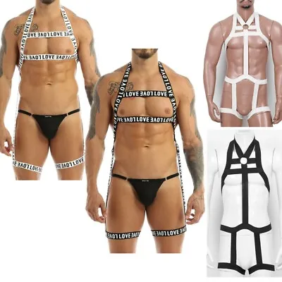 Sexy Men's Elastic Body Chest Harness Shoulder Strap Muscles Protector Clubwear • £14.39