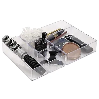 6pc Acrylic Drawer Organiser Compartments Clear Make Up Brushes Draw Jewellery • £10.99