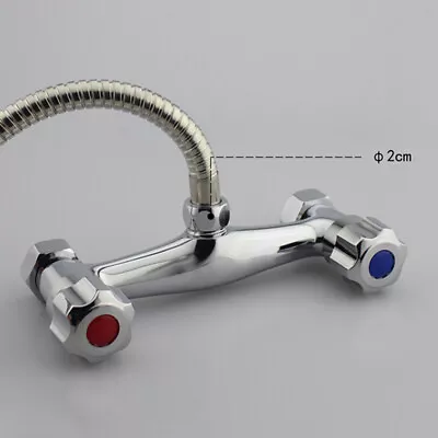 £9.94 • Buy Wall Mounted Bar Shower Mixer Tap Bathroom Shower Mixer Valve Twin Outlet 1/2 