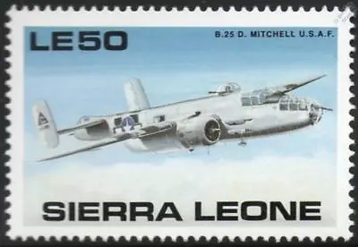 WWII USAF North American B-25 MITCHELL Bomber Aircraft Stamp (Sierra Leone) • £1.99