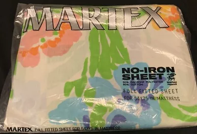 Martex Full Fitted Sheet NOS Vintage Sealed Mod Floral Bold Vibrant • $35.40