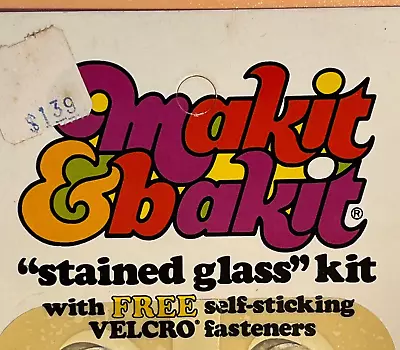 1978 Vintage Makit & Bakit Glass Suncatcher Ornament Kit CANDY CANE W/ HOLLY NOS • $12.95