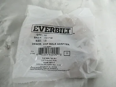 10pk Everbilt 138719 1/2  Copper Male Adapter 683264800052 (Lot H) • $12.99