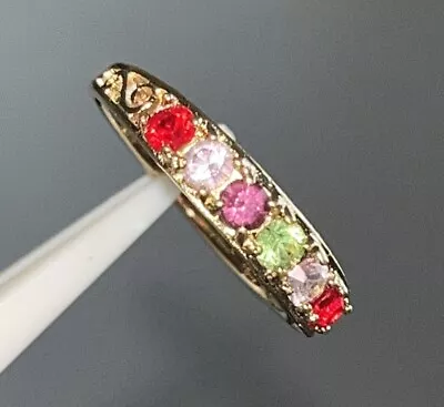 VTG Multicolor Stones 925 Silver Yellow Gold Plated “I Love You” Ring Size 7 OG • $20