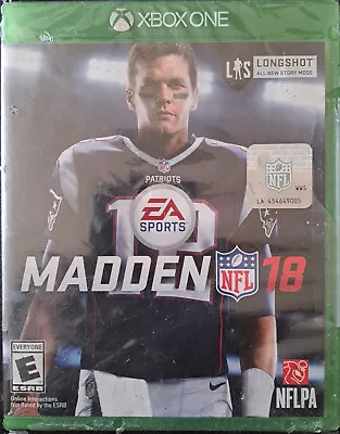 NEW MADDEN NFL 18 XBOX ONE TOM BRADY COVER Ripped Shrink Wrap • $8.97