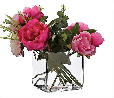 £19.99 • Buy Glass Cube Shaped Vase Orchid Planter Flowers Confectionery Trinkets  H15xD15cm