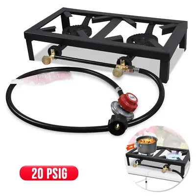 Portable Propane Cooker 2- Burner Gas Outdoor Camping Stove BBQ Grill & Hose • $53