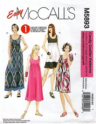 McCall's M5893 One-Hour Empire Maxi Dress & Midi Dress PLUS Sz 18W-24W UNCUT • $9.95