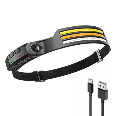 Waterproof Headlamp COB LED Motion Sensor Head Torch Headlight Night Buddy USB • $14.59