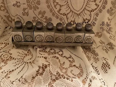 Unique Vintage 8 Pewter Square Napkin Rings Embossed Swirl Handle W/Tray Holder • $17.95