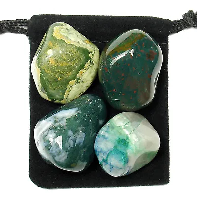 INFECTION FIGHTER Tumbled Crystal Healing Set = 4 Stones + Pouch + Card • $10.99