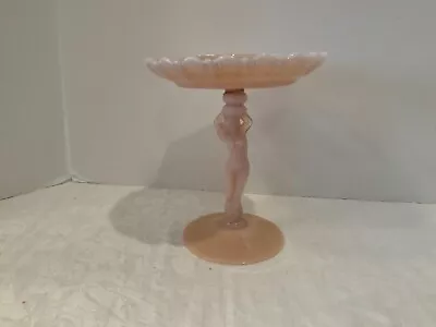 Cambridge Crown Tuscan Pink Milk Opalescent Glass Compote Nude Stem Vintage Glue • $15.50