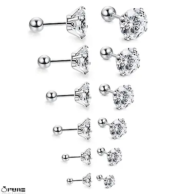 £3.99 • Buy Women Men Ball Screwback Stainless Steel Diamond Cut Silver Gold Stud Earrings