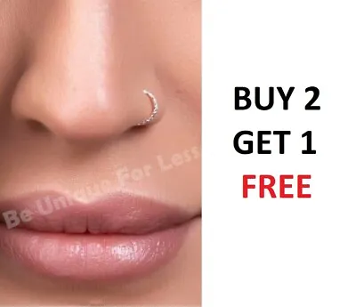 Fake Clip On Nose Hoop Real 925 Sterling Silver Twisted Style RingsNon Piercing • £3.49