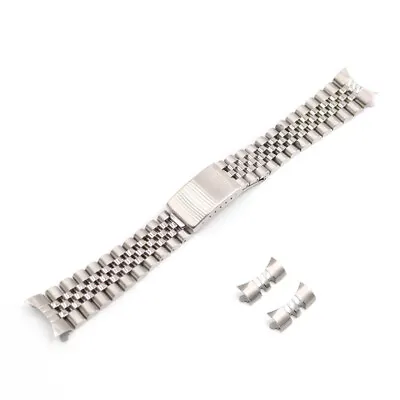 19mm Silver Stainless Steel Hollow Curved Vintage Jubilee Bracelet Watch Band • $19.14