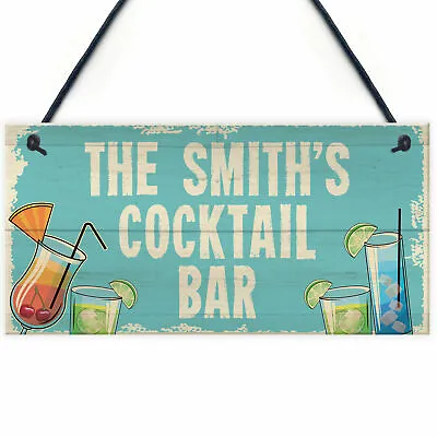 £4.99 • Buy Personalised Cocktail Home Bar Sign Novelty Alcohol Gifts Garden Kitchen Decor