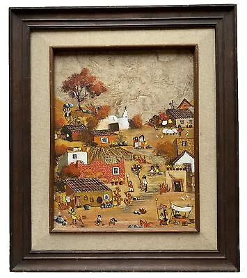 Modernist Original Merle Reivich Mexico Mexican Folk Art Landscape Oil Painting • $250