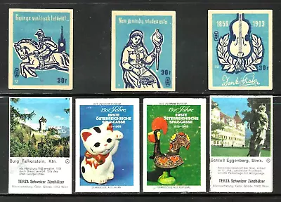 HUNGARY & AUSTRIA Matchbox Labels Assorted Vintage Lot Of 7 Circa 1960s • $5