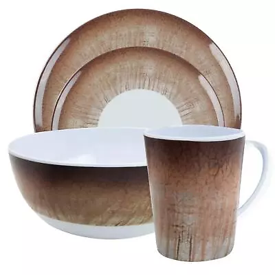 £28.99 • Buy Camping Caravan Picnic Fishing Travel Melamine 16pc Dining Dinner Set - Stone