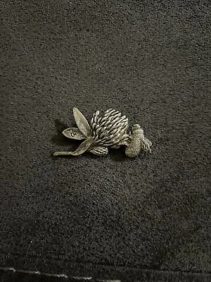 Marjolein Bastin Pewter Bee And Flower Brooch Vintage Signed • $15