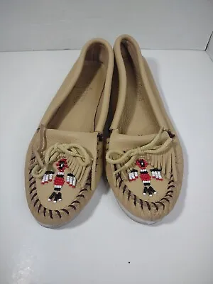 Minnetonka Thunderbird Moccasins Women's 176 Size 9.5 Tan 7954507 USED CG • $30.78